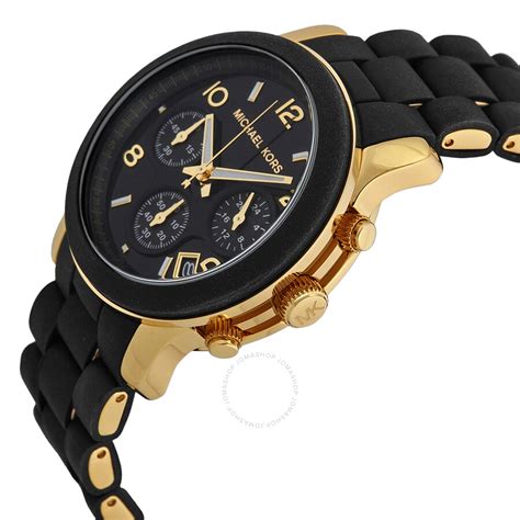 michael kors men's black leather watch|Michael Kors Watch leather women.